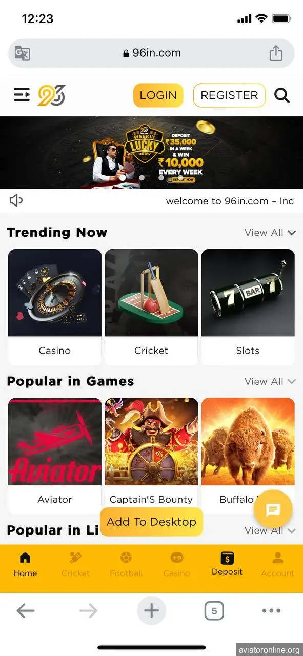 Go to the official 96in website on your iOS device.