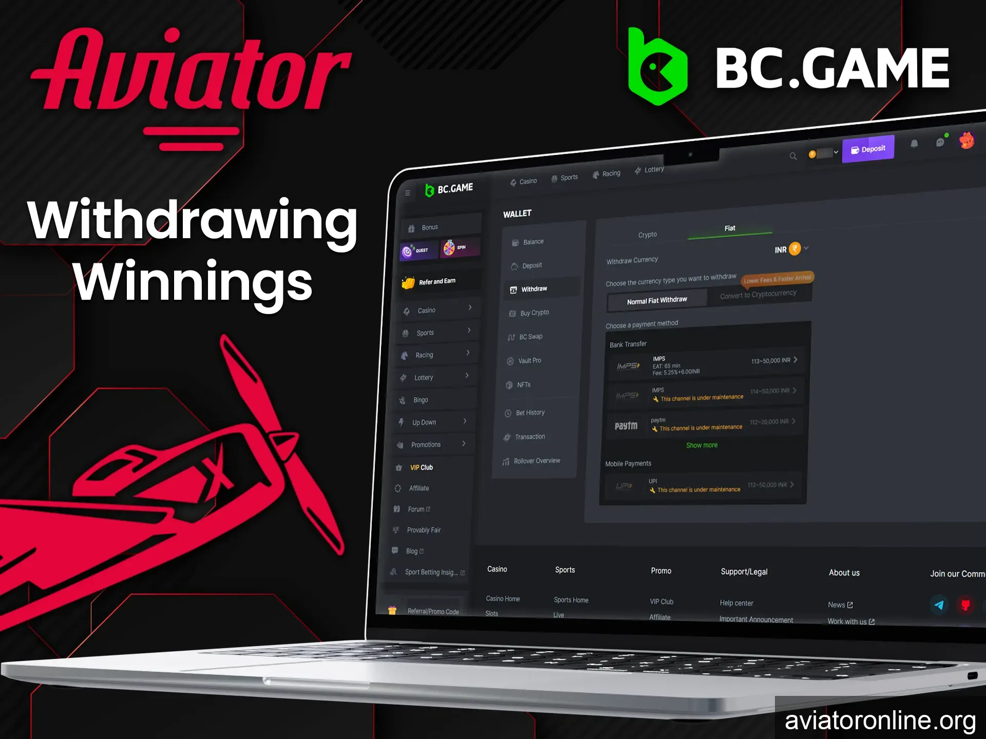 Withdrawing winnings on the BC Game website is effective and easy.