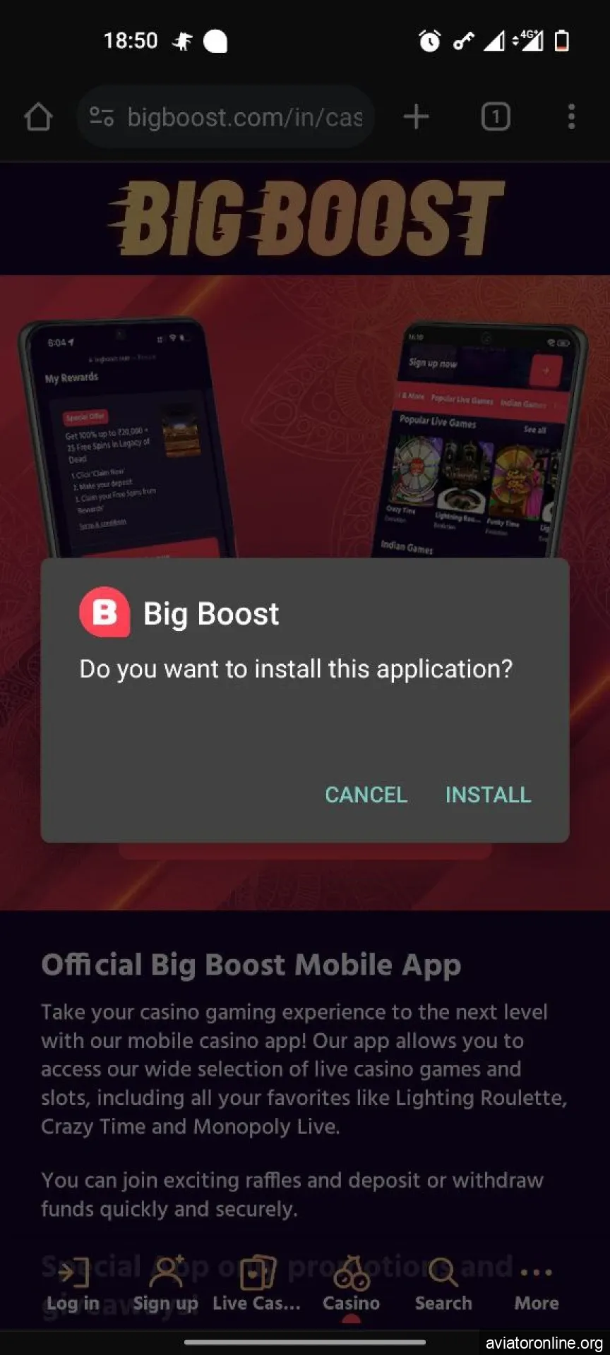 Click the install Big Boost button to install the application.