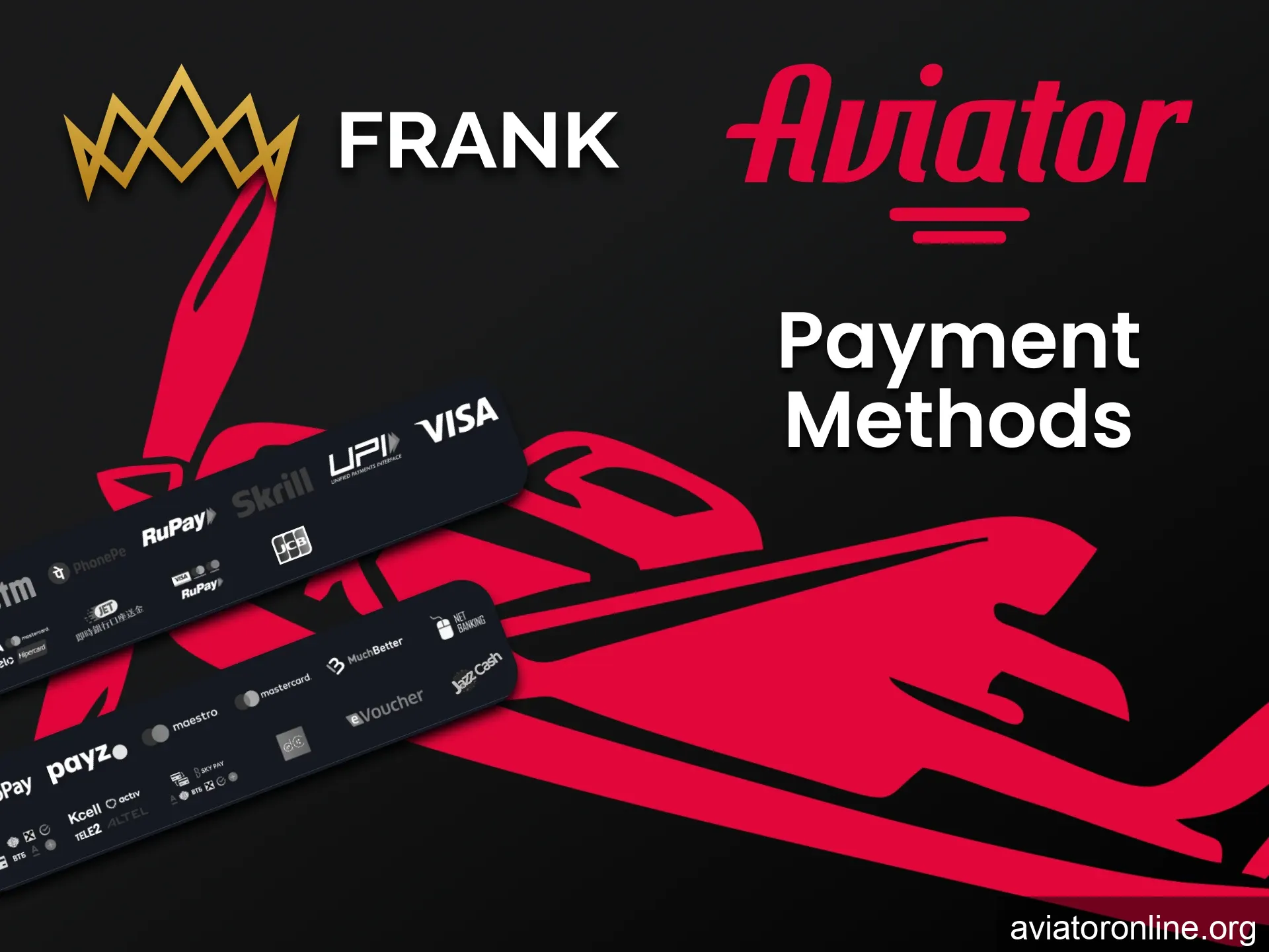 Choose your payment method for Aviator at Frank Casino.