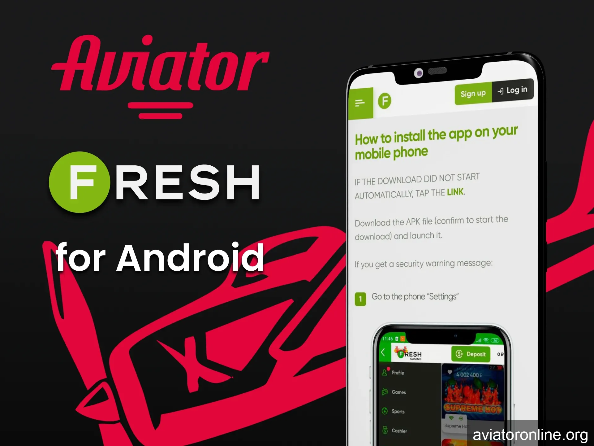 Play the Fresh Casino app for smartphones in Aviator.
