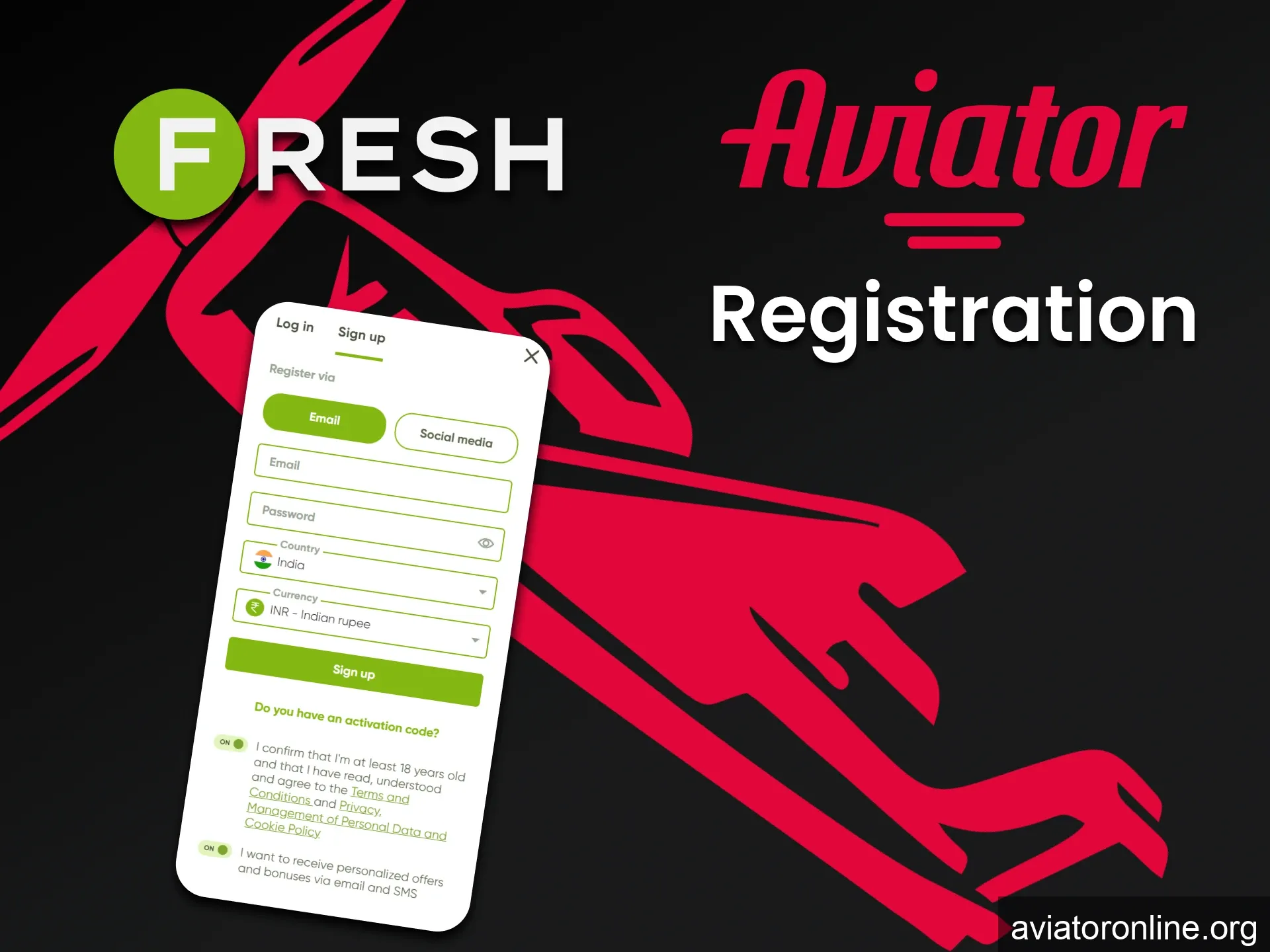 Register at Fresh Casino to play Aviator.