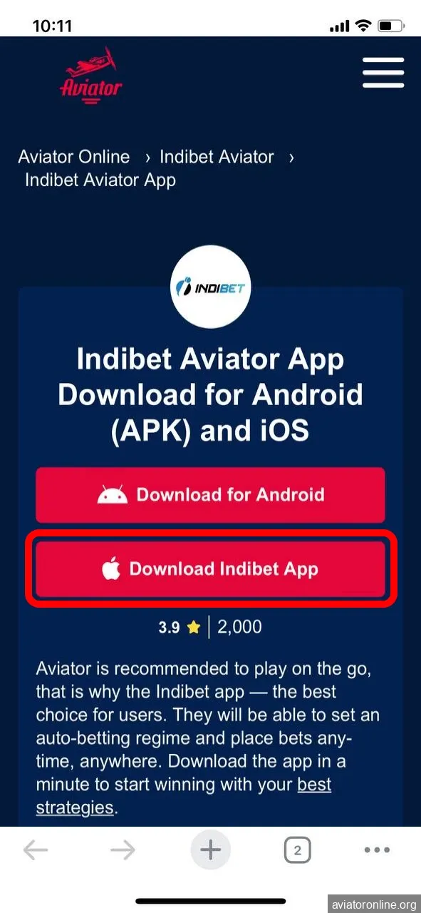 Go to the Indibet website to download the app.