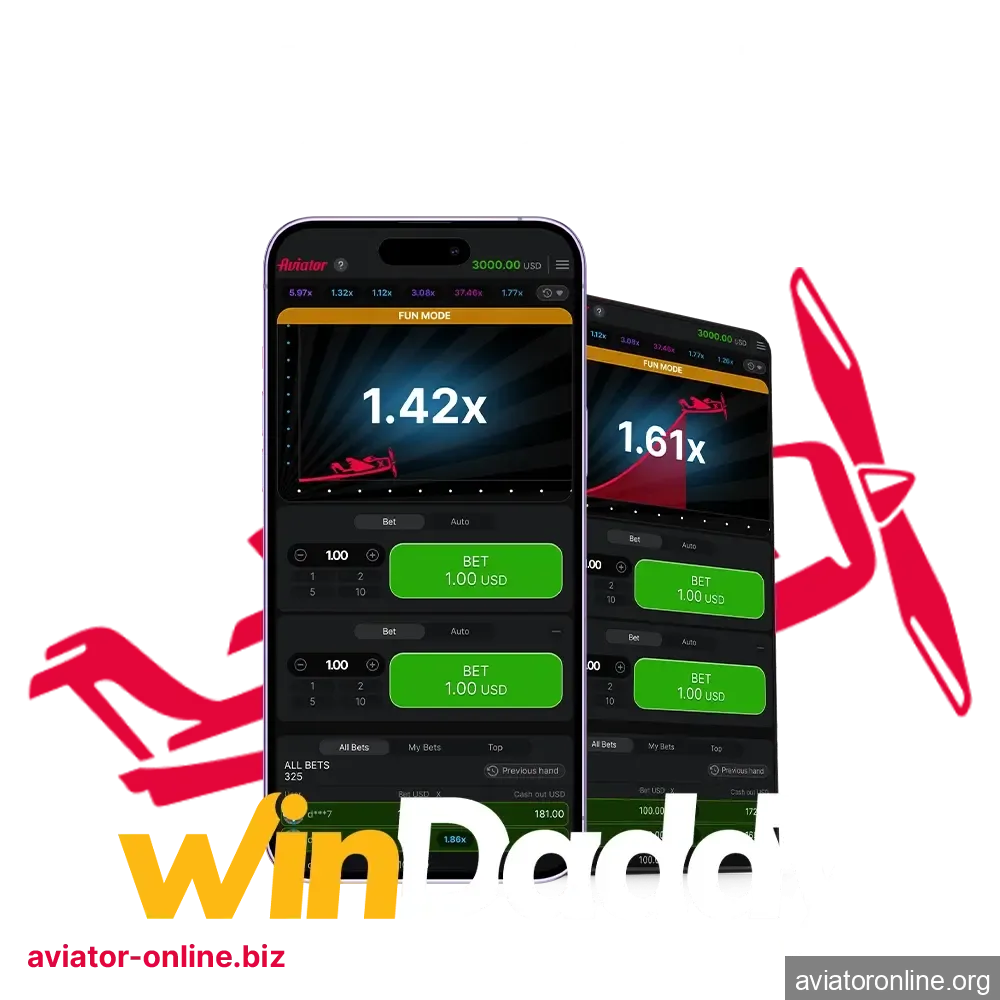 Use the WinDaddy Aviator app to play from your mobile device.